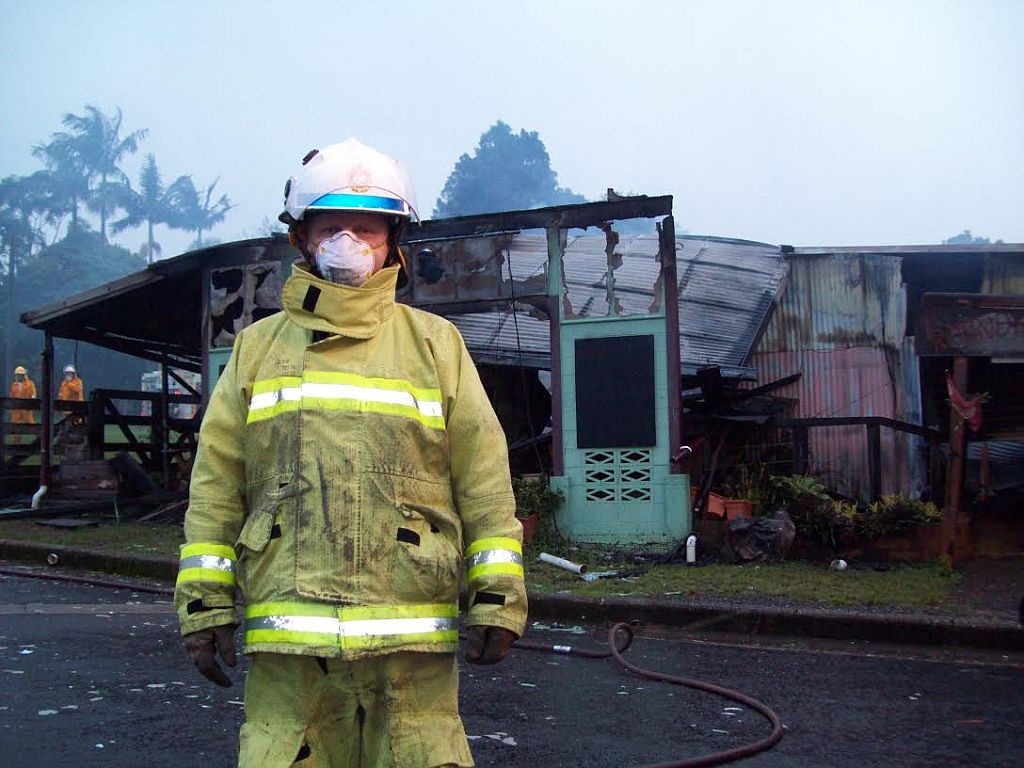 Auxiliary firefighter at work
