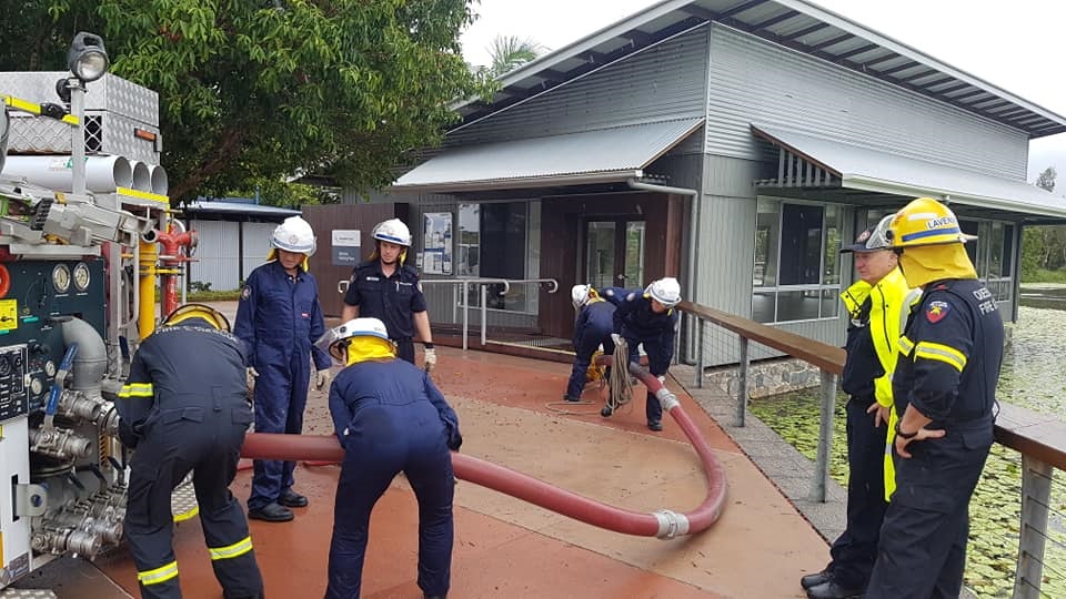 Auxiliary firefighters at training